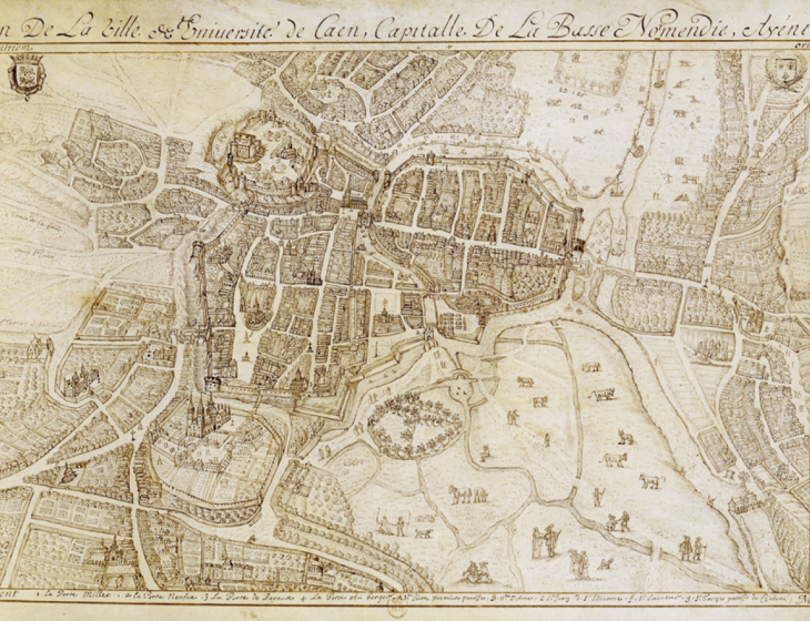 Plan de la ville et université de Caen