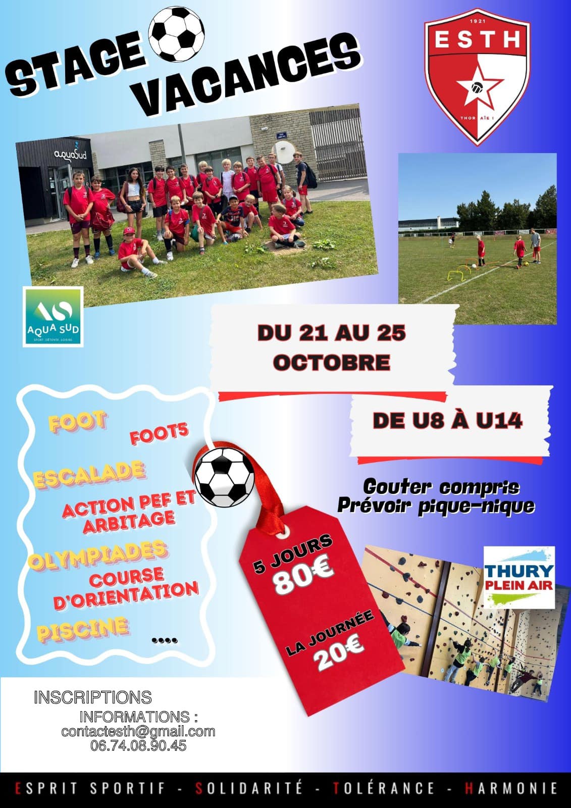 Stage vacances de foot Du 21 au 25 oct 2024