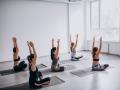 Yoga group classes inside the gym