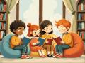 des-enfants-lisant-des-livres-ensemble-dans-une-bibliotheque-confortable