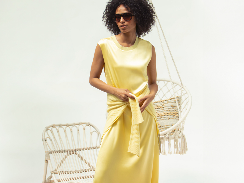 Robe drapée en satin de soie, blanc | Max Mara