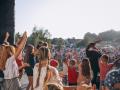 Group of fans gathered at thge stadium cheering up