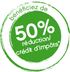 50-Prozent-Reduktion-Impots-Ja-Logo