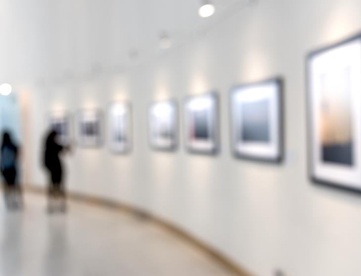 People enjoying an art exhibition