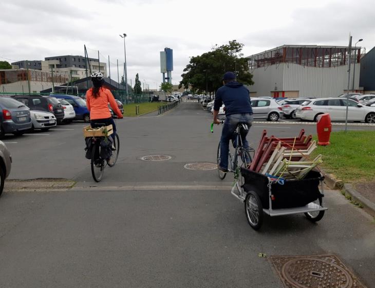 transport de matériel à vélo